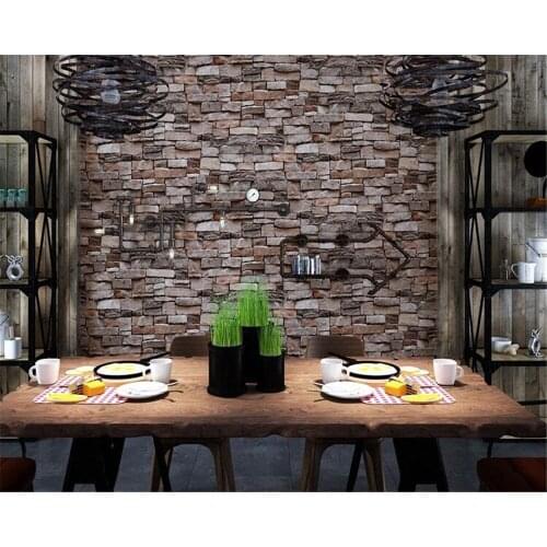 Beibehang Chinese restaurant culture stone brick vintage retro coffee shop clothing store background wallpaper papel de parede