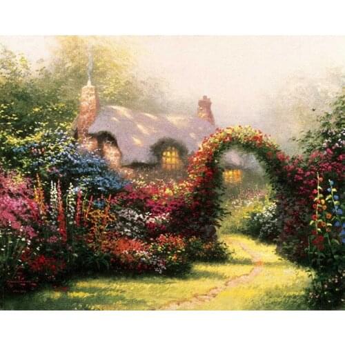 Free shipping Thomas flower door house landscape canvas prints oil painting printed on canvas wall art decoration picture