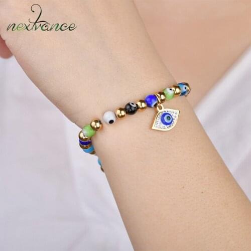 Nextvance Fashion Virgin Mary Charm Bracelets Hamsa Hand Evil Eye Bangles Lady Jewelry Beads Bracelets For Female Friend