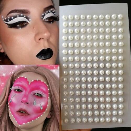 Fake Temporary tattoo stickers for kids woman Face body jewelry waterproof Self-Adhesive Pearl Eyeshadow Sticker Eyes 4.5mm