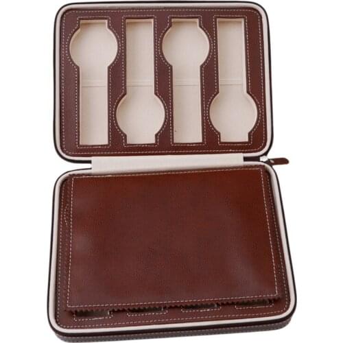PU Leather Watch Box Watch Organizer Storage Watches Display Case Tray Zippere Travel Jewelry Watch Collector Case