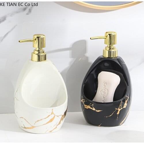 European-style Ceramic Storage Lotion Bottle Marble Pattern Bathroom Accessories Hotel Hand Sanitizer Shower Bottle Soap Storage
