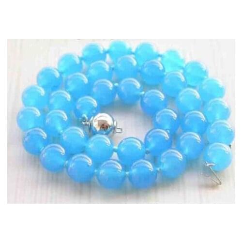 Beautiful 10mm Chalcedony Beads Necklace 18"