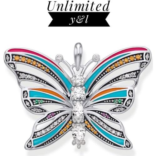 Colorful Butterfly Pendants 925 Sterling Silver Bohemia 2020 Summer Thomas Style Necklace Jewelry Accessories Women Men Gifts