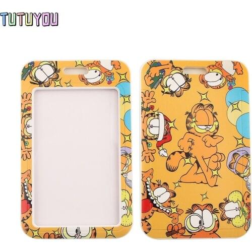 1pc PC2548 Yellow Cat Creative Lanyard Card Holder Student Hanging Neck Mobile Phone Lanyard Badge Subway Access Card Holder