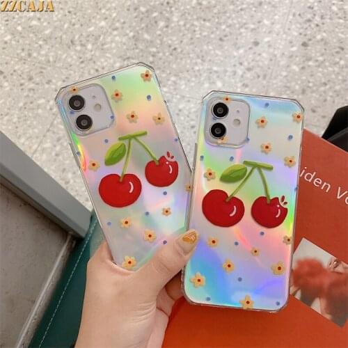 Laser Card Cover For Apple iPhone 12 Mini 11 Pro Max XS XR X 7 8 Plus SE 2020 Case Soft Silicon Painted Cartoon Clear Back Shell