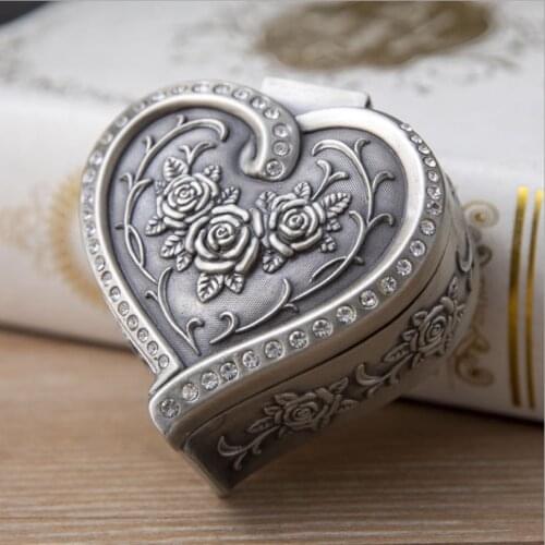 Antique Heat Metal Jewelry Box Jewelry Organizer Storage Box Tin Box For Womens Gift Z219