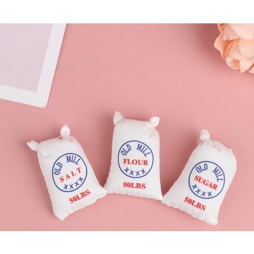 1:12 Dollhouse Miniature Mini Flour Salt Sugar Cloth Bag Kitchen Accessories