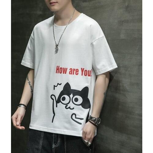 How Are You 2021 New T-Shirts Mens Summer Short Sleeve Cartoon Print Casual Style TShirt Male Tops Streetwear Tee Shirt 3XL 4XL