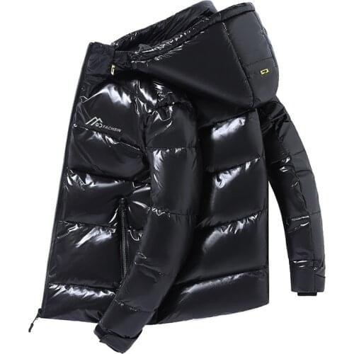 VIANKANI Shiny Fabric Down Jacket Men 2020 NewHooded Top Quality White Duck Thick Winter Warm Parka Waterproof Plus Size 4XL