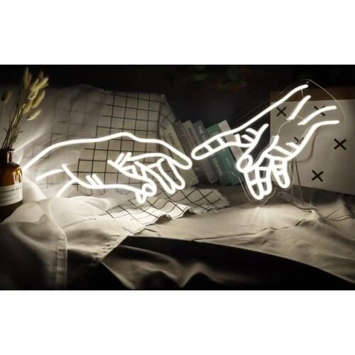 Hands of God Neon Sign for Bedroom with Custom Neon Light Colors Led Custom Neon Signs for Wall Decoration Transparent Acrylic