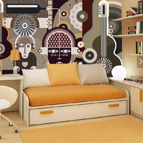 Custom papel de parede infantil, cartoon guitar musical animation for childrens room living room backdrop waterproof wallpaper