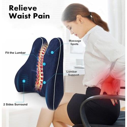 Memory Foam Seat Back Cushion Orthopedic Coccyx Spine Mat Hemorrhoid Treat Pad Slow Rebound Pressure Cushions