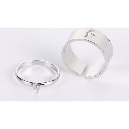 Stainless Steel Love Heart Butterfly Couple Ring Set for Women Men Unisex Gold Silver Color Metal Rings Trendy Jewelry 2021 Hot