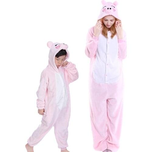 Boy Girl Pajamas Set Kigurumi Pig Pijamas For Women Men Onesie Adult Animal Anime Family Sleepwear Cosplay Pyjamas Kids