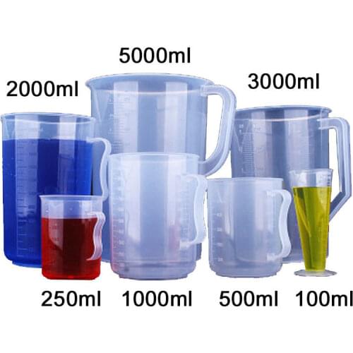 250ml-5000ml Laboratory Experiment Plastic Beaker w/Measuring Cup Graduated Transparent Heat-resistant Supplies Full Set Kits