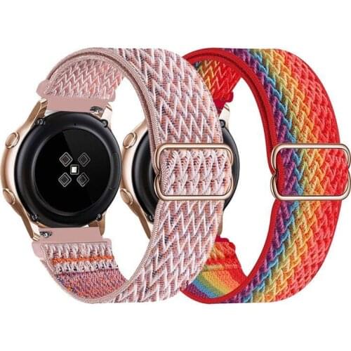 20mm/22mm Strap For Samsung Galaxy watch 3/Active 2/46mm/42mm/ Gear S3 Adjustable Elastic Nylon bracelet Huawei GT/2/2E/Pro band
