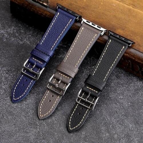 Handmade Soft Leather Strap For iwatch42MM 44MM Thin Comfortable Leather Strap Watch Epsom Leather Bracelet For Men and Women