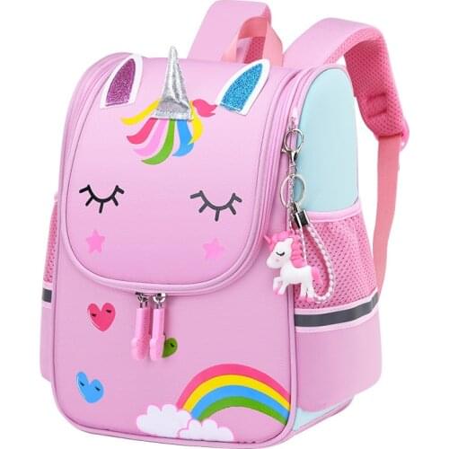 2021 Girl School Bags Child Pink Unicorn Nylon Printing Backpack For Girls Cute Girls Childrens Schoolbag Waterproof backpacks