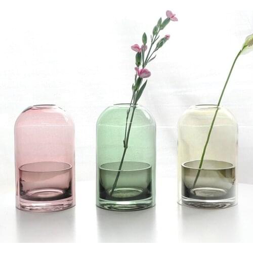 Glass Vase Home Decor Glass Cover Dried Flowers Ornaments Nordic Vases For Tabletop Flower Pot Home Decoration Accessories Декор