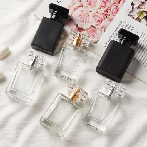 30ml 50ml Glass Refillable Spiral Thick Bottom Square Glass Atomizer Perfume Bottle Cosmetic Empty Spray Bottle Container