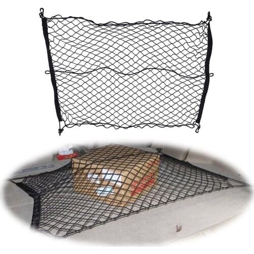 LONGSHI Auto Care Universal Car Trunk Luggage Storage Cargo Organiser Nylon Elastic Mesh Net With 4 Plastic Hooks 40x90 100x60cm