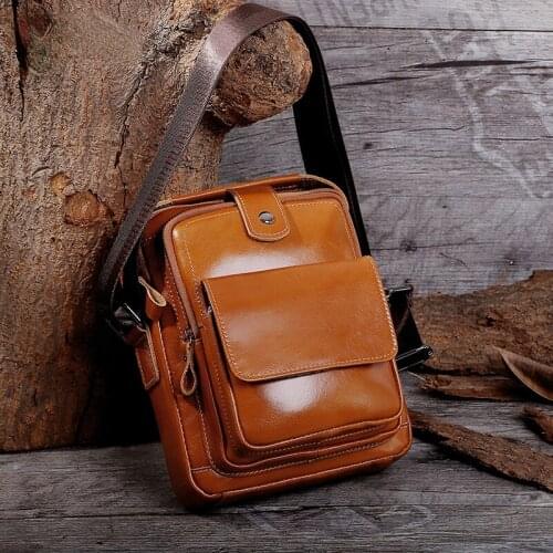Genuine Leather Mens Shoulder Bag Luxury Handbags Men Crossbody Messenger Bag Designer Vintage Purse Husband Bolso Para Hombre