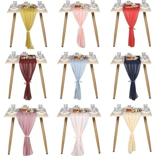 Country Wedding Mariage Arche Party Decoration Chiffon Fabric Garden Pergolas Tablecloth Table Runner Candlelight Dinner Decor