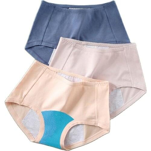 3-Layer High Waist Leakproof Breathable Cotton Women Menstrual Panties Girls Physiological Pants Soft Sanitary Period Underwear
