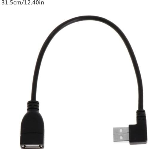 C1FD USB Extension Cables Female Type A USB 2.0 To Right Angle 90 Degree Male Plug Cable Cord Adapter