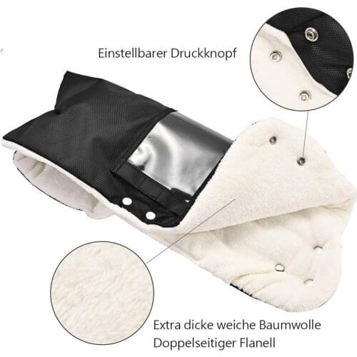 Stroller Gloves Baby Carriage Mittens Waterproof Windproof Thick Warm Winter Baby Stroller Glove With Transparent Phone Case