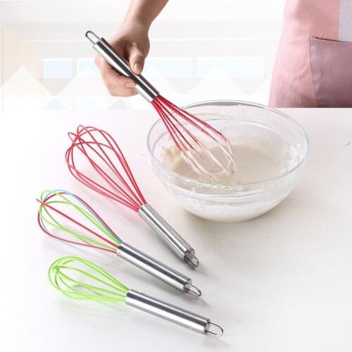 Kitchen Mixer Balloon Wire Egg Beater Tool 1pcs Silicone Eggbeater Handle Whisk Random Color
