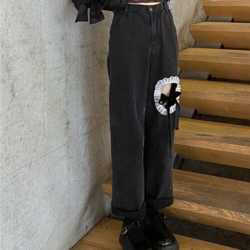 Vintage Baggy Mom Jeans Women Streetwear All-matched Pockets Wide Leg Cargo Pants Y2K High Waist Straight Denim Trousers