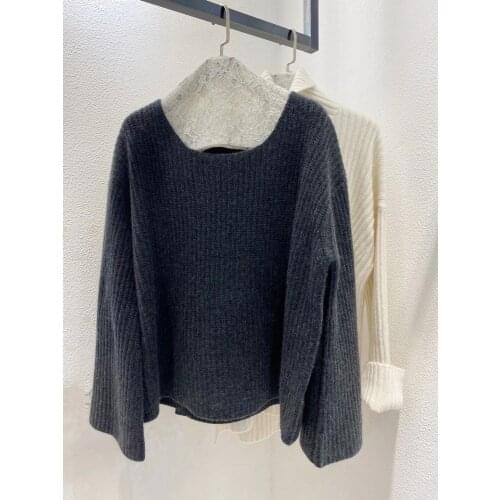 Fashion 2021 new ladies long sleeve sexy casual solid color cashmere sweater 1015