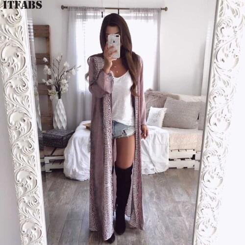 NEW 2019 Womens Boho Long Sleeve Snake Chiffon Cardigan Boho Outwear Long Blouses Coat Tops