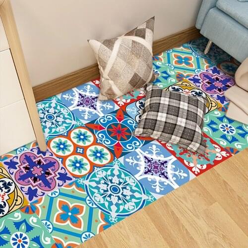 10pcs/set Floral Pattern Matte Surface Tile Sticker Peel & Stick Film For Tiles /Ground in Kitchen Wardrobe Art Wallpaper