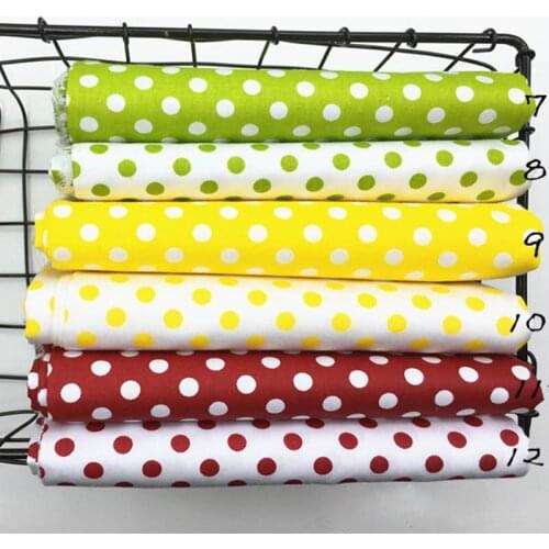 100% cotton twill cloth GREEN YELLOW MAROON polka dot 0.8cm fabrics for DIY bedding handwork tablecloth quilting patchwork craft