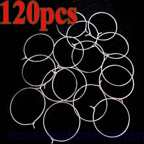 120 PCS 25mm Silver Plated Wine Glass Charm Rings Earring Hoops Nickel Findings