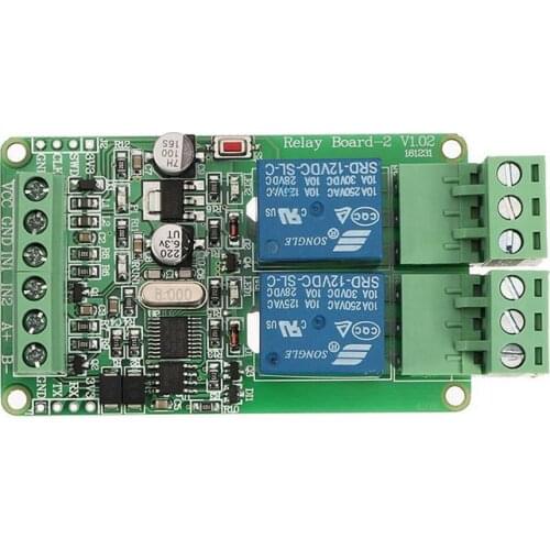 Modbus-rtu 2-way relay module Output 2 input channel switch TTL / RS485 communication interface