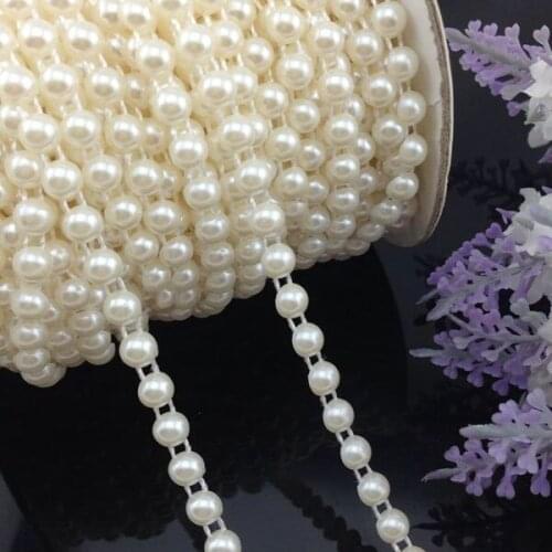 5 Yards 6mmHandmade Semi-cirle Simulated-pearl Plastic Chain beads DIY Accessory