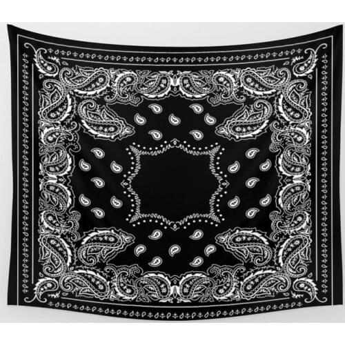 Bandana Black and White Tapestry Wall Hanging Room Carpet Bedspread Beach Mat Tapestries Art Home Accessories