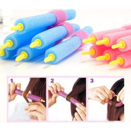 12pcs/pack Sponge Hair Curler Soft DIY Magic Self-Adhesive Hairdressing Home Use Hair Bendy Hair Rollers Women Beauty Hair Tool