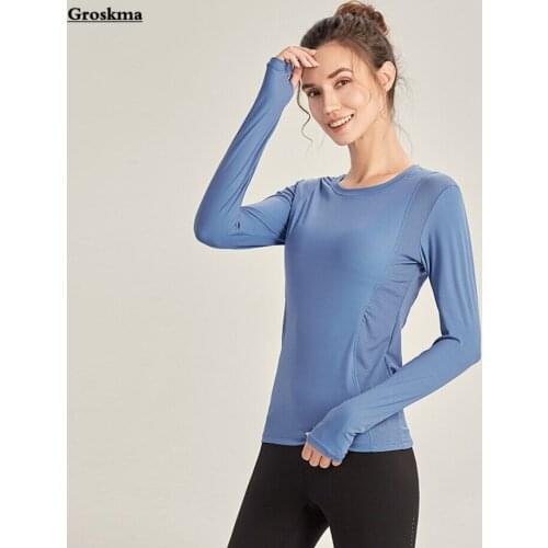 Quick Dry Women Yoga T Shirt Long Sleeve Mesh Patchwork Fitness Gym Running Sportswear Tops Clothing Camisa Femenina