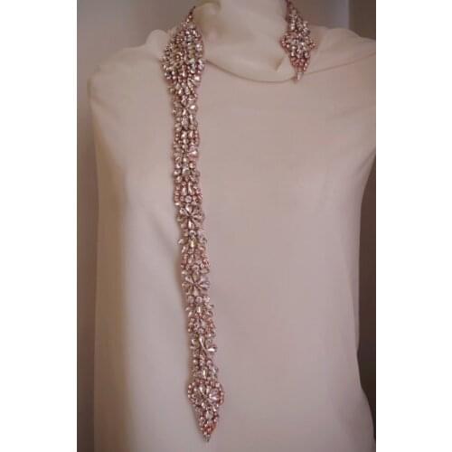 Rose gold rhinestone bridal sash, wedding sash, exquisite wedding belt, 31.5 inches length