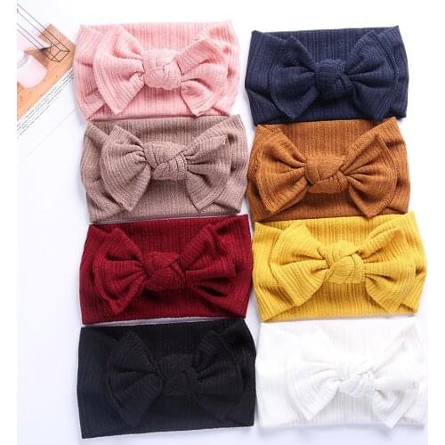 Double Cable Bow Baby Headband for Child Bowknot Headwear Knitted Cables Turban for Kids Elastic Headwrap Baby Hair Accessories