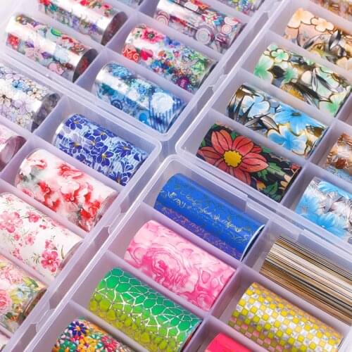 Nail Art Foil Paper/ Floral / 10 Designs / 100CM Transfer Foil for Nail Art - set of 10 designs (box)Nail Art Foil Bold Flowers