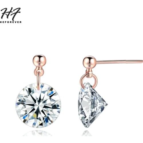 Classic Drop Earring For Women Complete Clear AAA+ Cubic Zirconia Rose Gold Color Fashion Jewelry Wedding Party Xmas E153