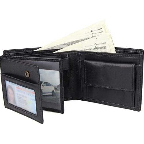 Genuine Leather Wallet Men with Coin Pocket Vintage Short Purse For Male Carteira Masculina Card Holder Zipper Money Bag