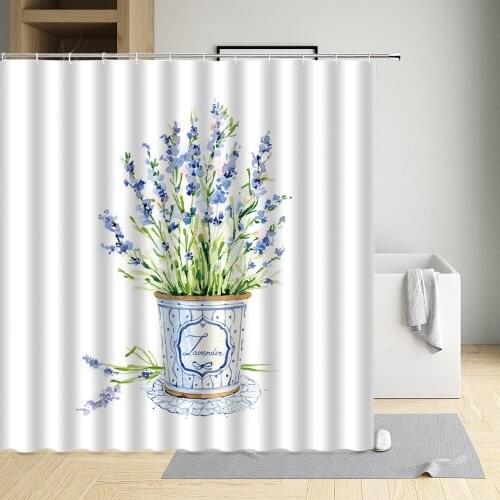 Painting Creative Plants Shower Curtain Green Leaves Banana Leaf Flower Pot Flower Cloth Bathroom Decor Bath Screen With Hooks