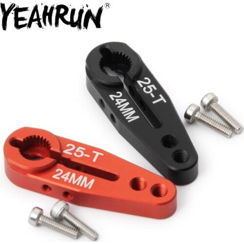 YEAHRUN 25T 24mm Metal Adjustable Alloy Steering Servo Arm for TRX-4 1/10 RC Rock Model Crawlers Cars Upgrade Parts